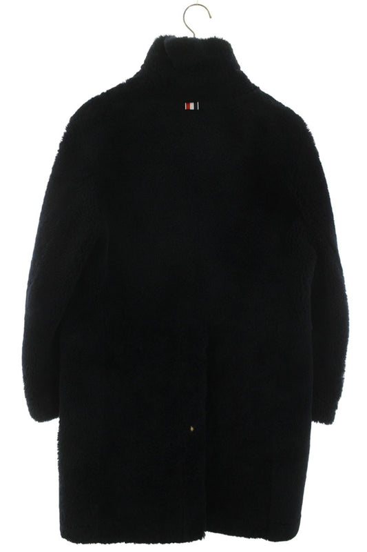 THOM BROWNE Shearling Mouton Coat Navy Size 42