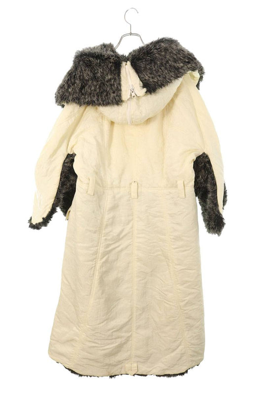 ISSEY MIYAKE Nylon Faux Fur Coat Off-white/Beige Size L