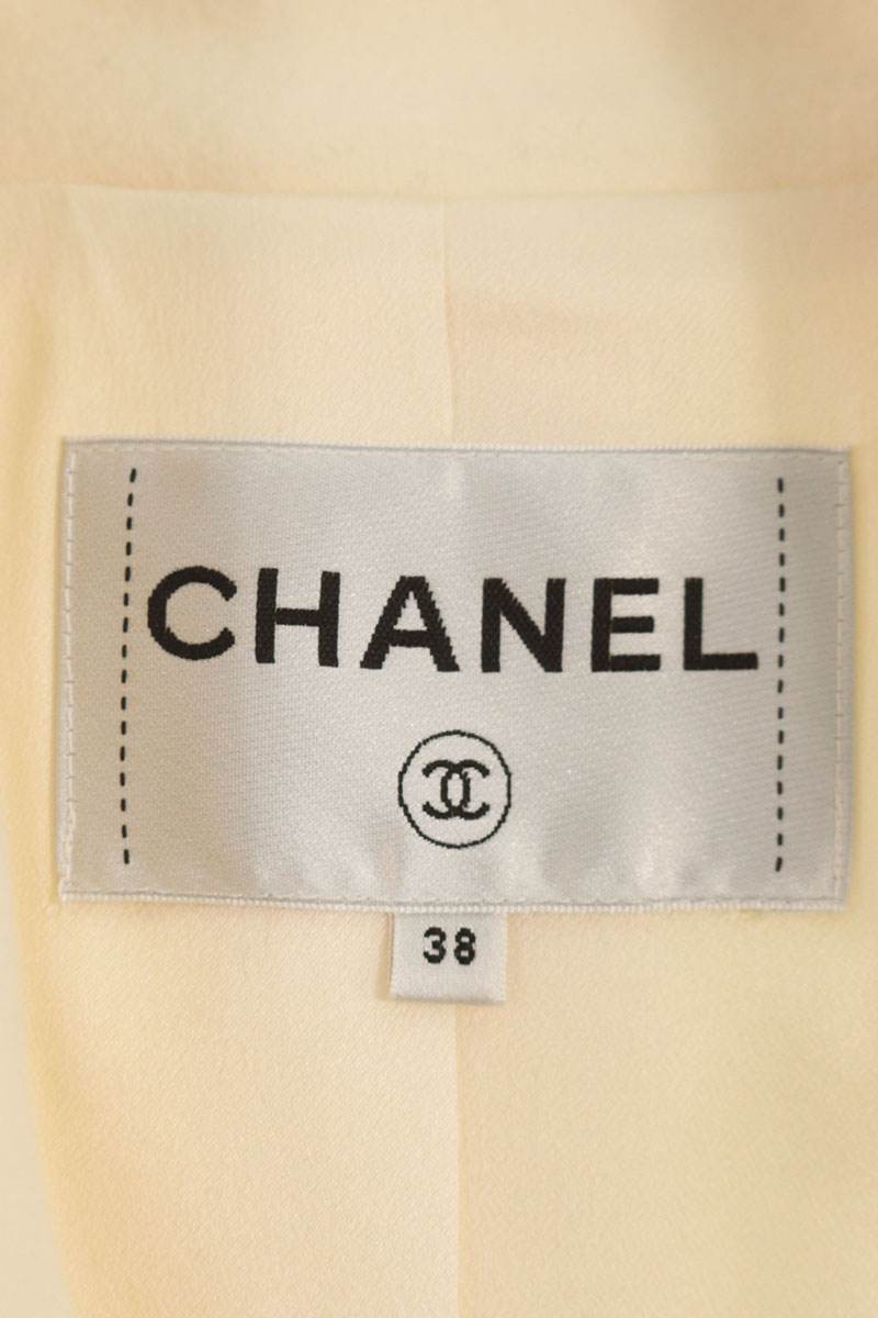 CHANEL Cashmere Blend Wool Long Coat White Size 38