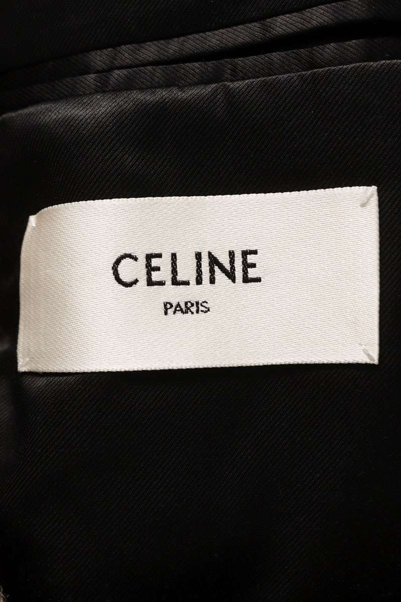 CELINE Wool Mohair Blend Peaked Coat Brown Size 38