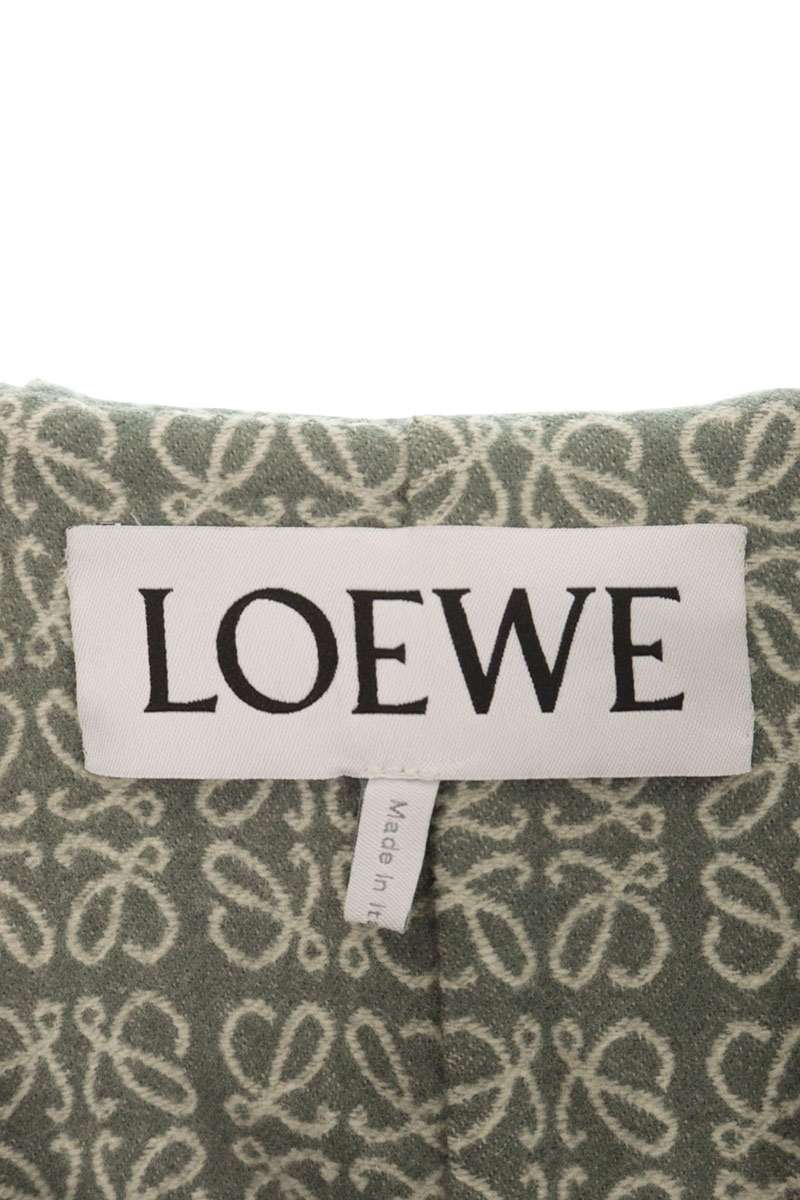 LOEWE Anagram Wrap Long Wool Coat Green Size 32