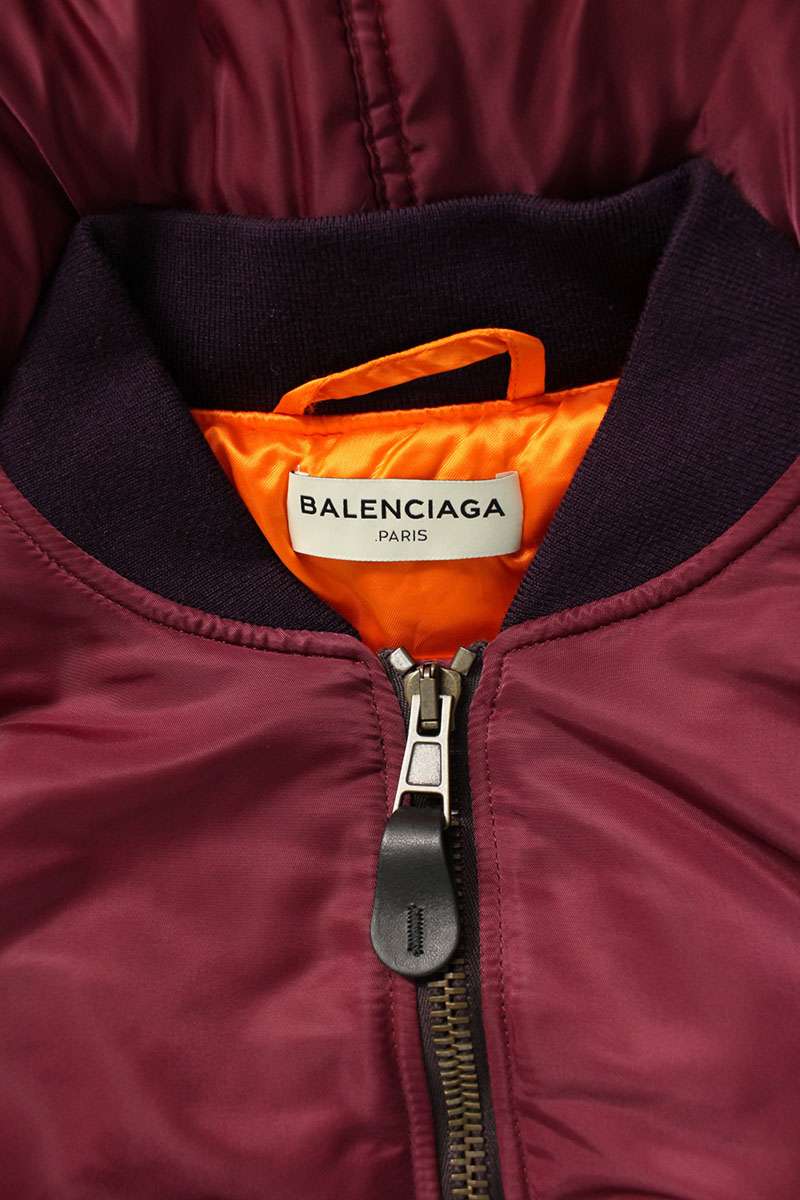 BALENCIAGA Cropped Bomber Scarf Bordeaux Size 36