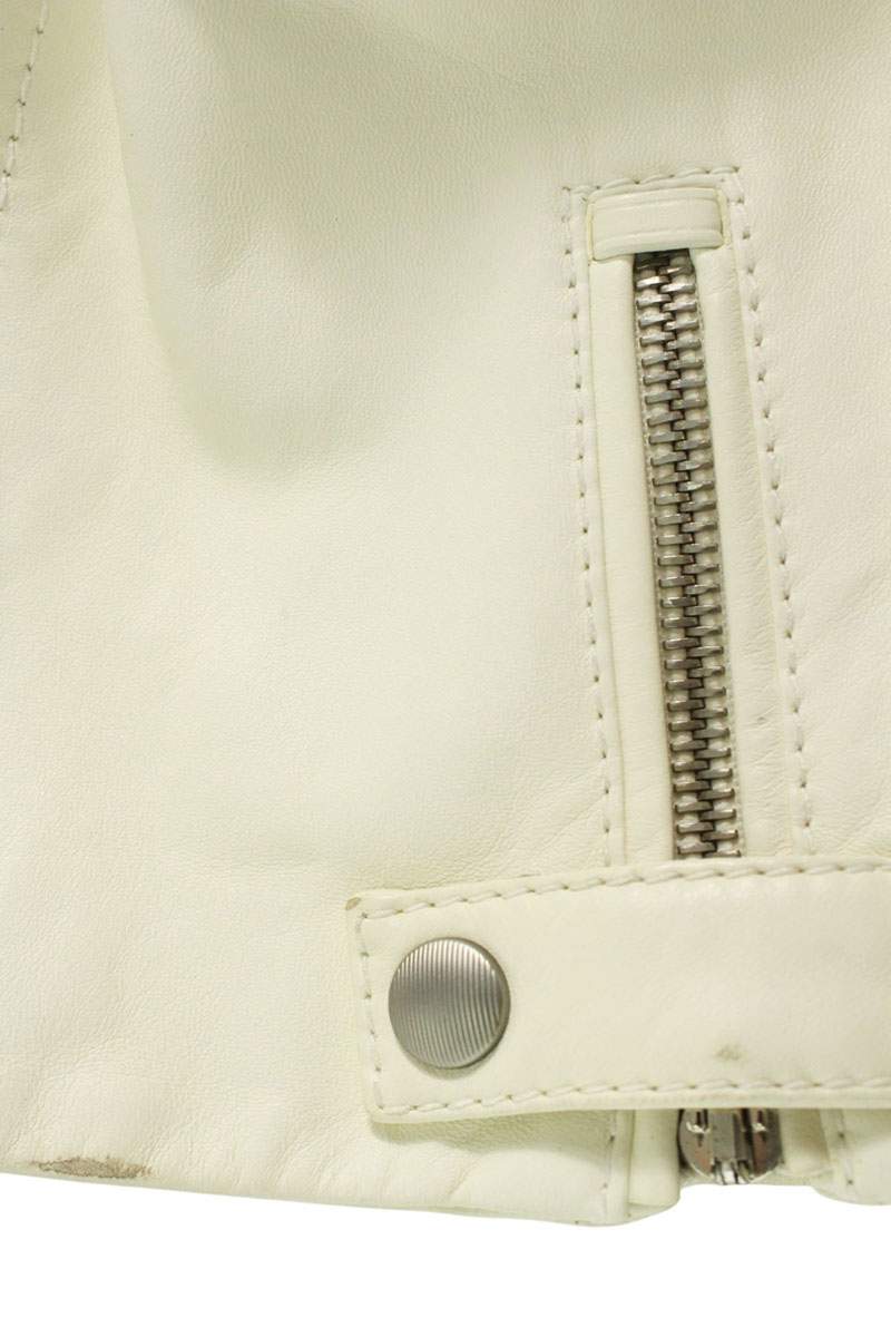 Miu Miu Off-White S/S Stand Collar Leather Jacket Size 36
