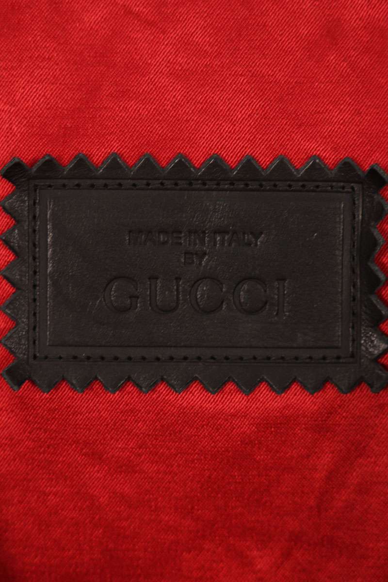 Gucci Back Logo Patch Double Rider Leather Jacket Size 36