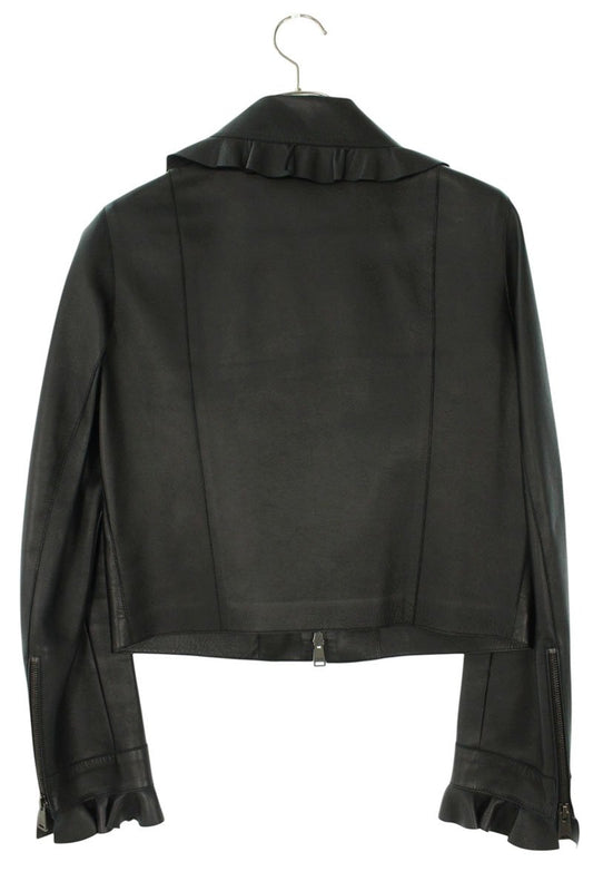 FENDI Flower Patch Lamb Leather Jacket Black Size XXS
