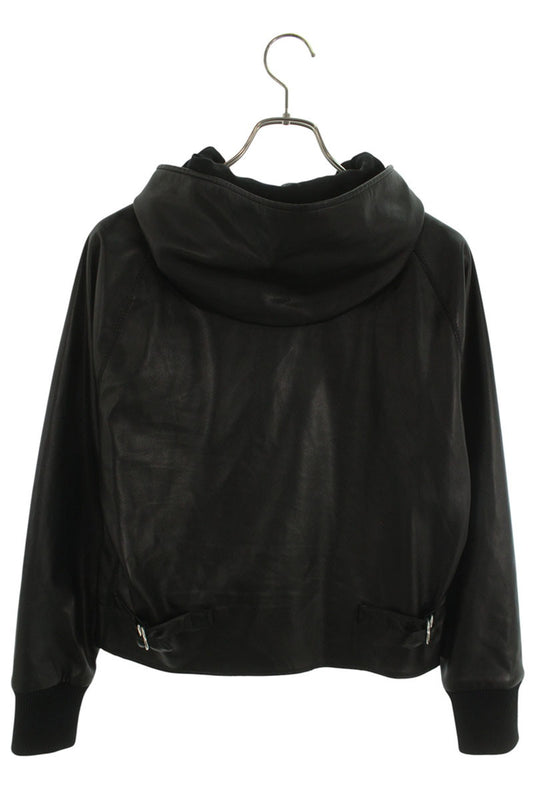 Maison Margiela Black Faux Leather Hooded Jacket Size 42