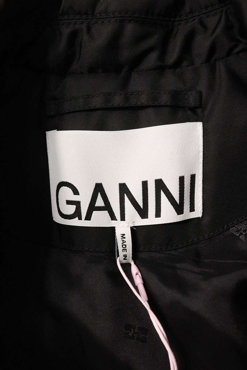 Ganni Black Stretch Nylon Zip-Up Blouson Size 34