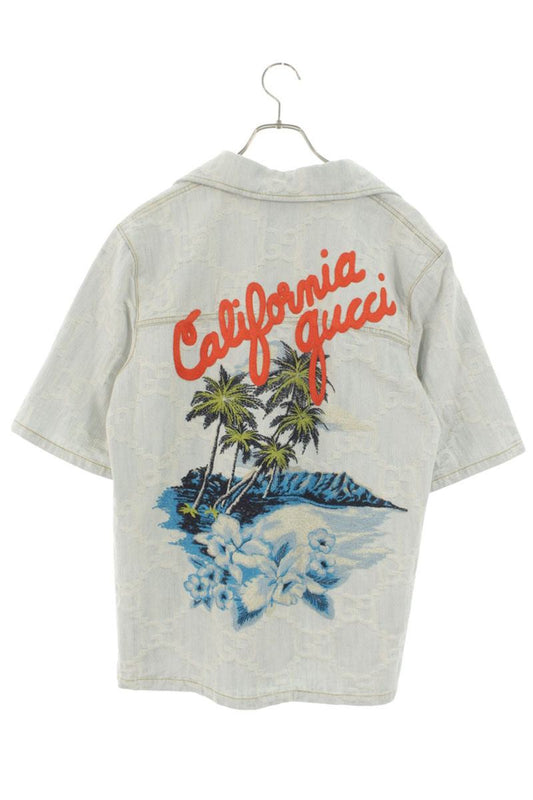 Gucci Jumbo GG Palm Tree Embroidered Denim Blouson Size 40