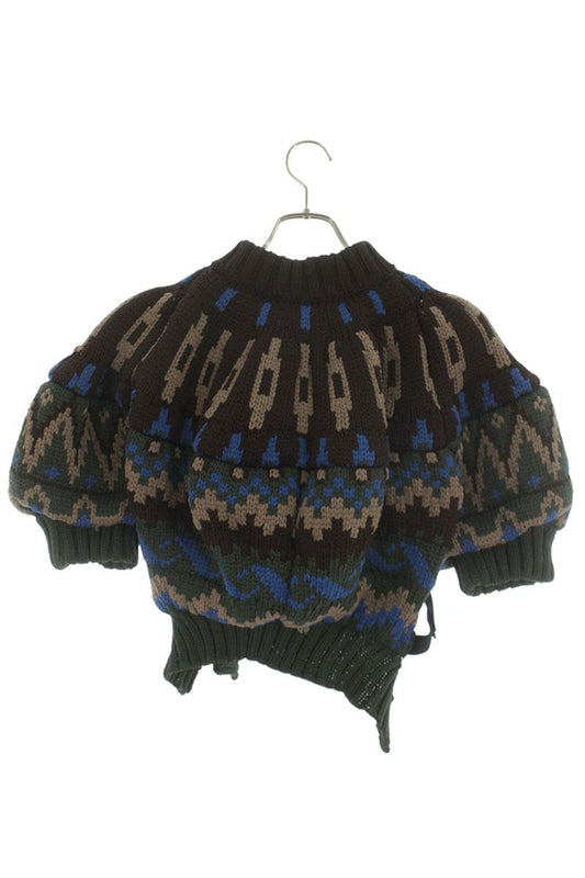 Sacai Brown Polyester Asymmetric Knit Blouson Size 1