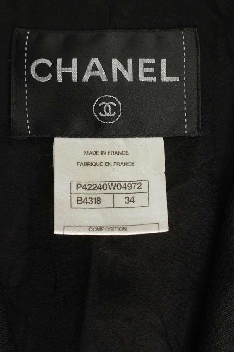 Chanel Black White Houndstooth Layered Tweed Jacket Size 34