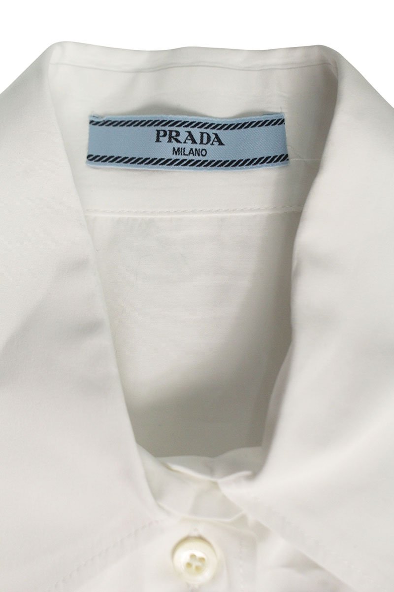 Prada Stone Cuff Cropped Poplin Blouse Size 40