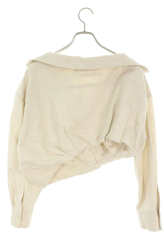 JACQUEMUS 22AW Cropped Linen Long Sleeve Shirt Size 36