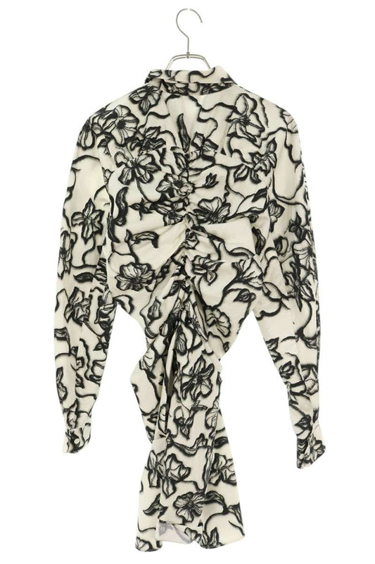 DRIES VAN NOTEN Floral Gathered Long Sleeve Shirt Size 34