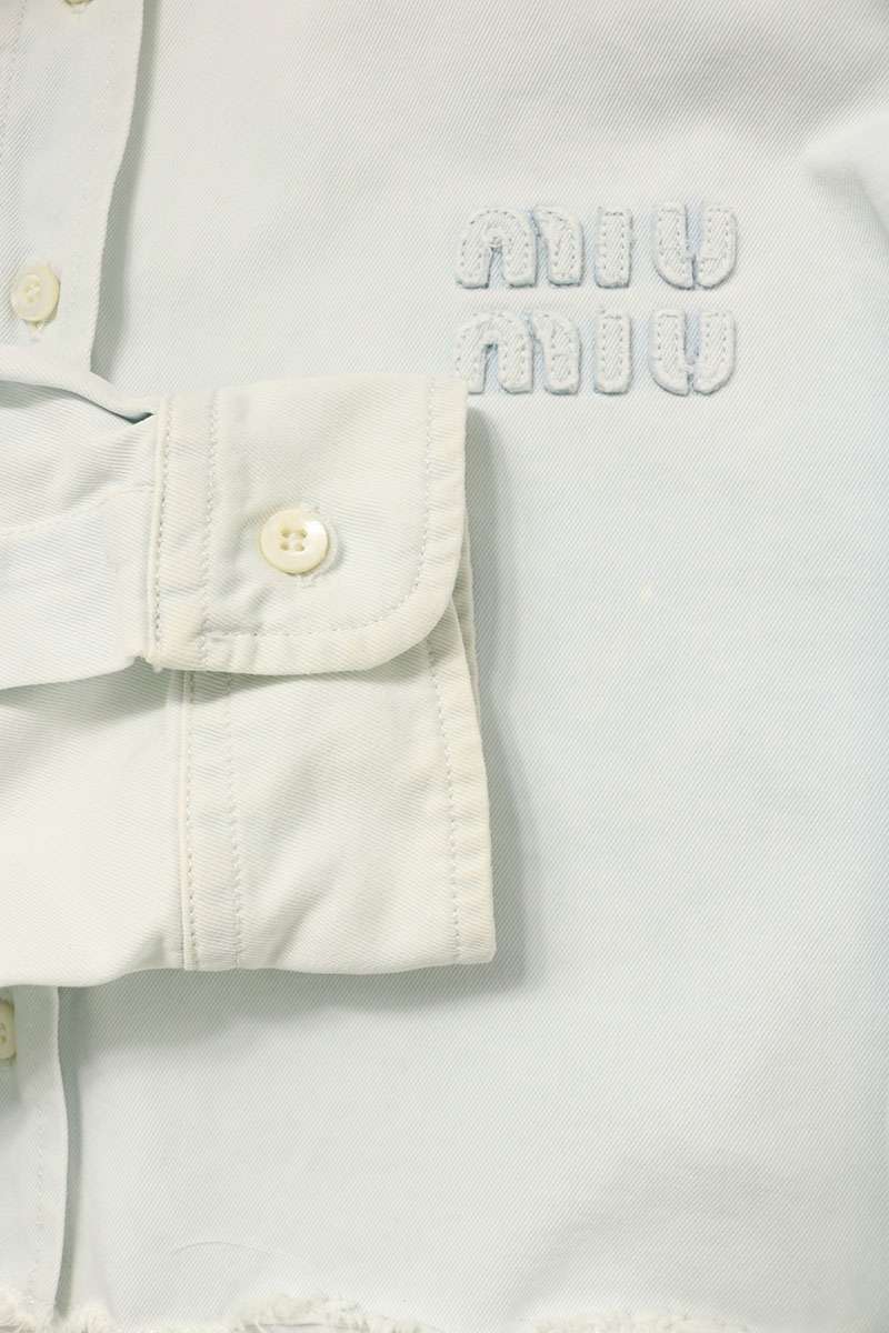 Miu Miu Light Blue Vintage Denim Sleeve Shirt Size 38