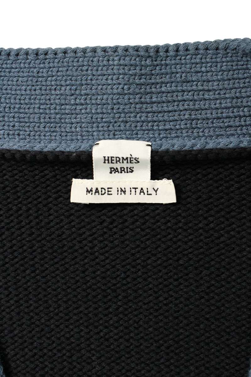 Hermes Loose Fit Patch Cardigan Navy/Black Size 44