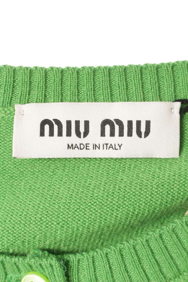 Miu Miu Green Logo Cashmere Cardigan Size 40