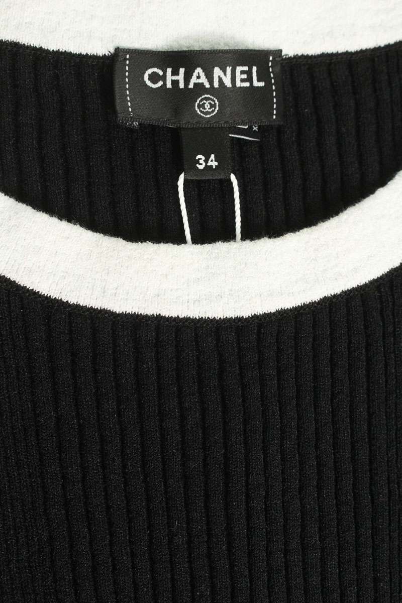Chanel Coco Mark Short Sleeve Knit Sweater Size 34