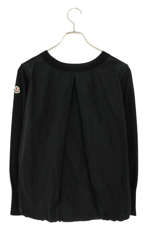 MONCLER Paneled Sleeve Patch Knit Black Size XS