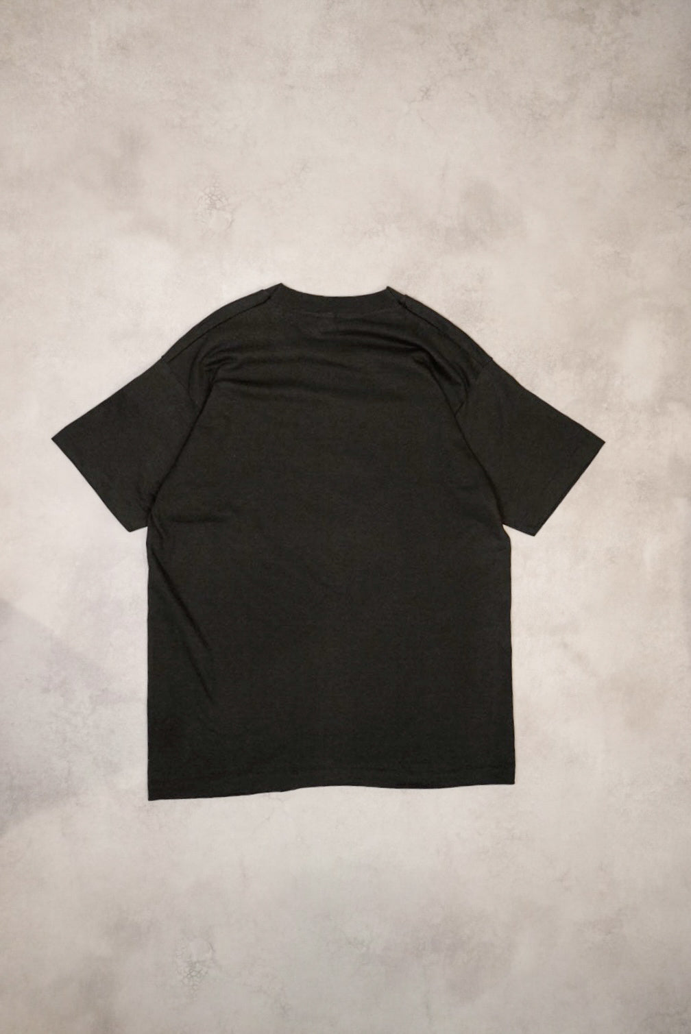 Vintage 90s Black Trip Smile Flock Print Cotton Size L