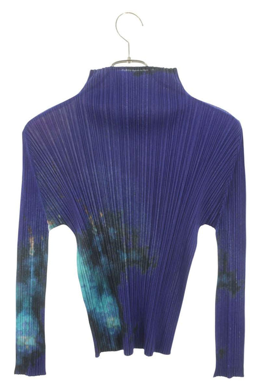 PLEATS PLEASE 16SS Space Print Pleated Long Sleeve Top Blue Size L