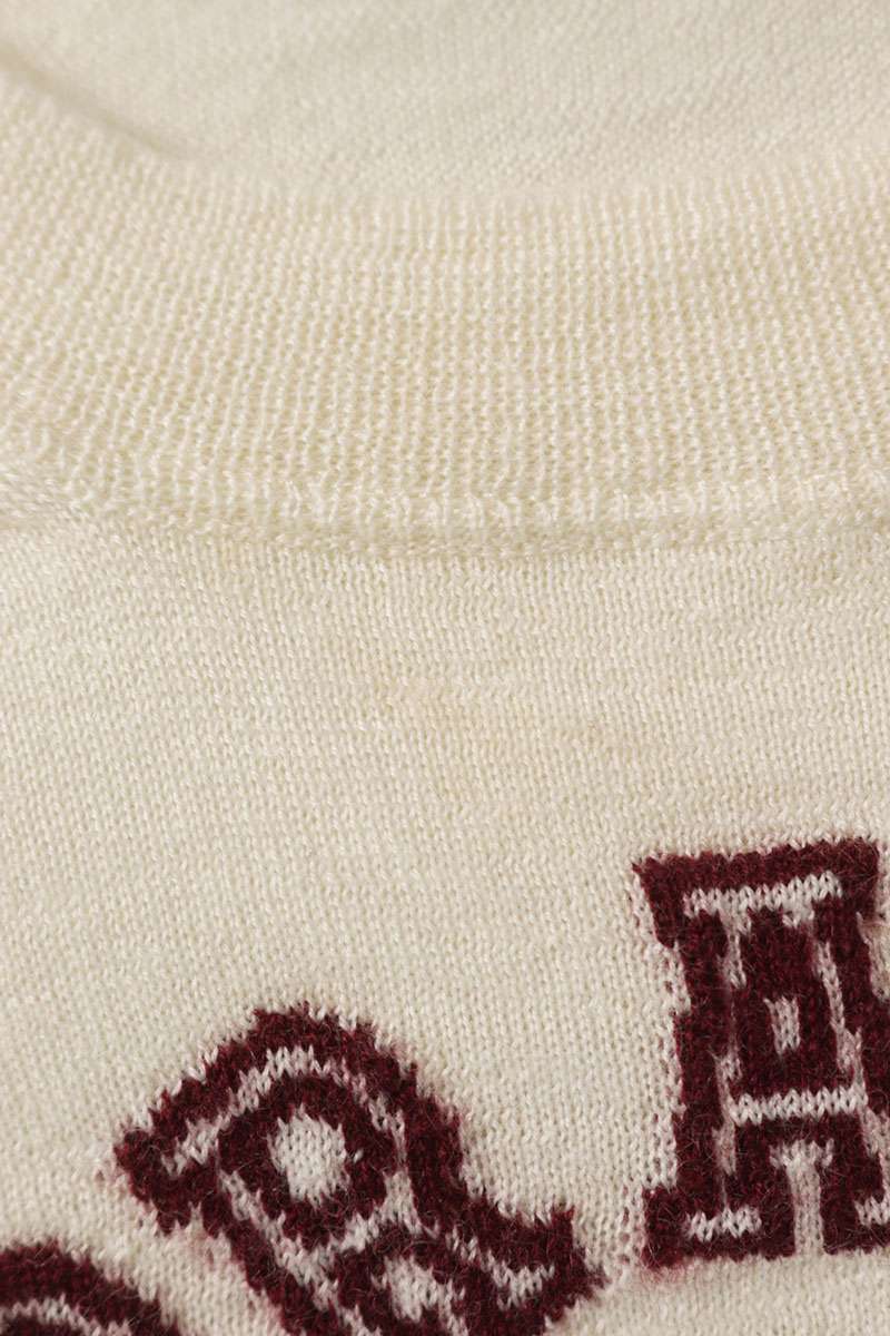Prada Off-White Cashmere Intarsia Logo Knit T-Shirt Size 36