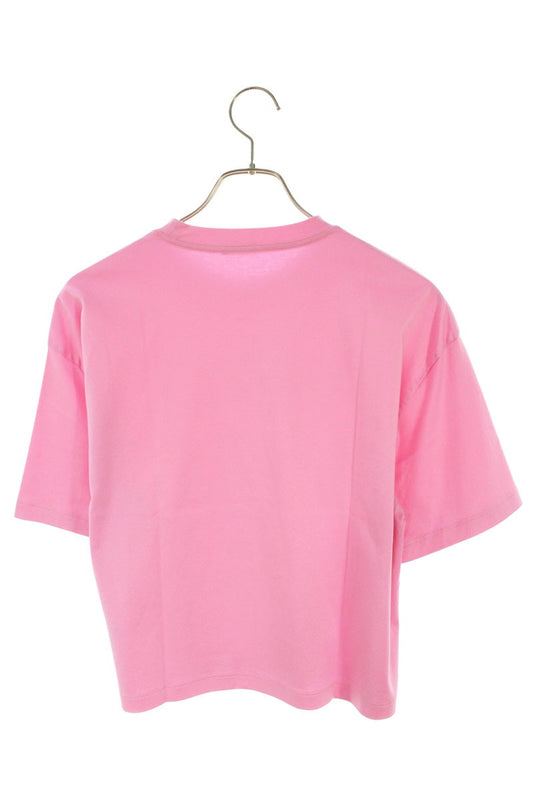 Versace Front Logo Cropped T-Shirt Pink Cotton Size 38
