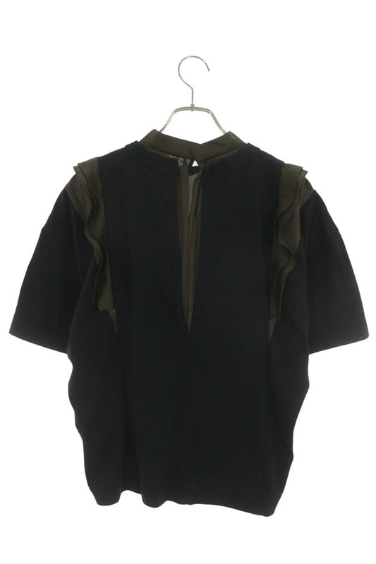 Sacai 25SS Lace Docking Cotton Jersey x Satin T-Shirt Size 2