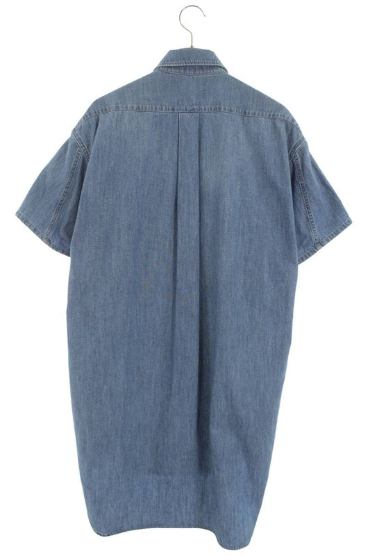 Miu Miu Logo Embroidered Short Sleeve Denim Dress Size 36