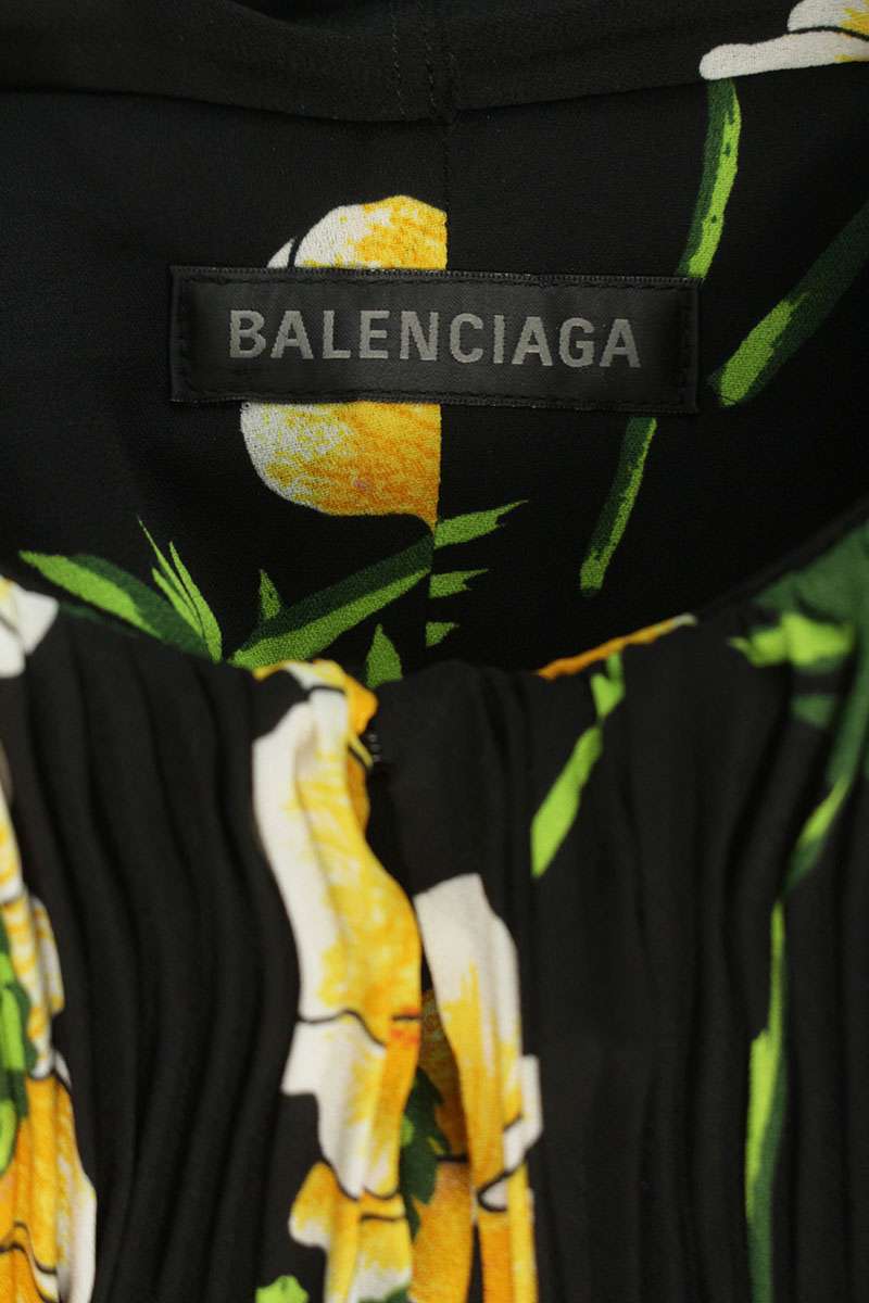 Balenciaga Black Polyester Shoulder Pad Blouse Size 36