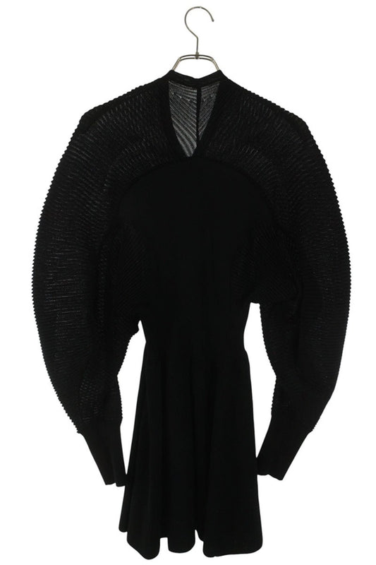 Vintage Curved Sleeve Knitted Dress 25SS Black Size 1