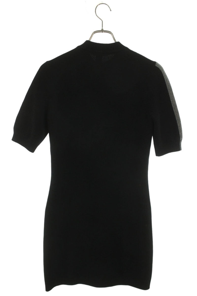 Louis Vuitton Black LV Intarsia Cashmere Knit Dress Size M