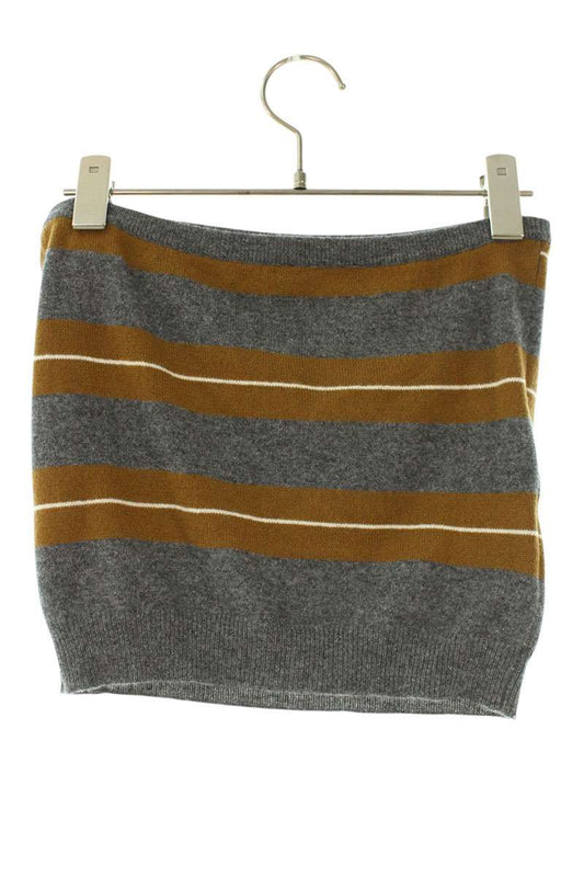 Miu Miu Cashmere Logo Embroidered Tube Grey Brown Size 38