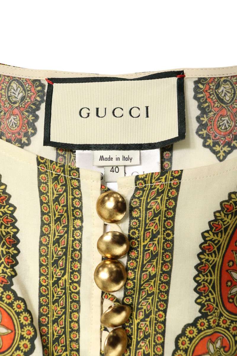 Gucci Beige Patterned Cotton Poncho Size 40