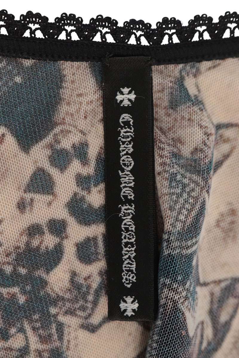 Chrome Hearts Cross Print Sheer Long Sleeve Brown Black Size XS