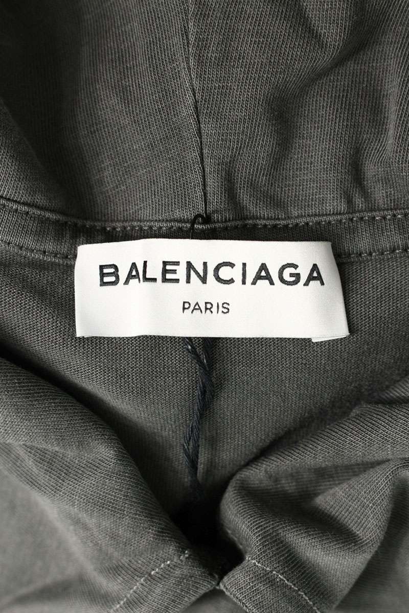 Balenciaga 17AW Crinkled Logo Collared Hoodie Gray Size S