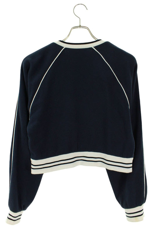 Gucci Navy Cropped Logo Embroidered Sweatshirt Size XS