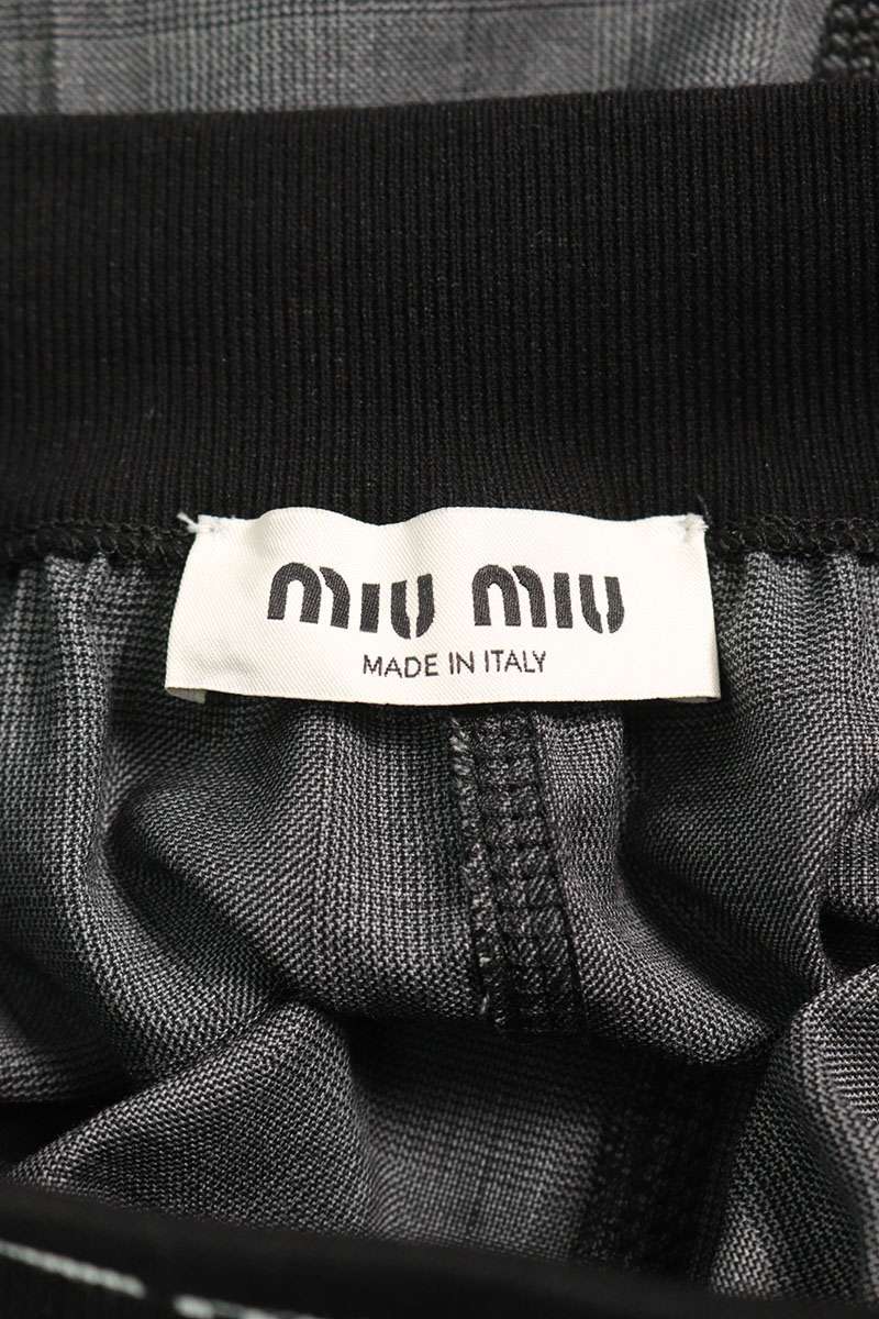 Miu Miu 25SS Waist Logo Embroidered Glen Plaid Pants Size 38