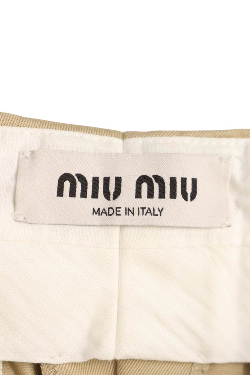Miu Miu Beige Back Logo Embroidered Chino Pants Size 38