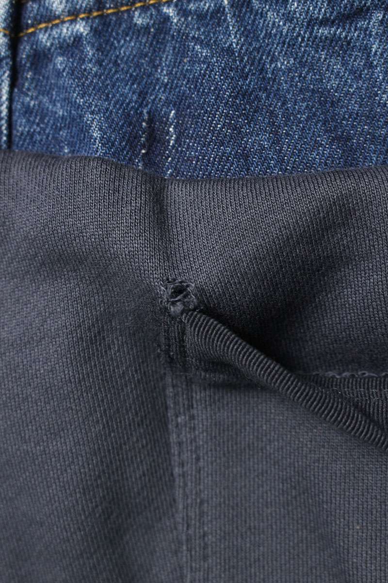 Amiri Denim Paneled Sweatpants Navy Indigo Size 24