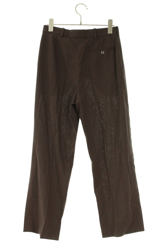 Hermes Wool Tuck Pleated Slacks Brown Size 36