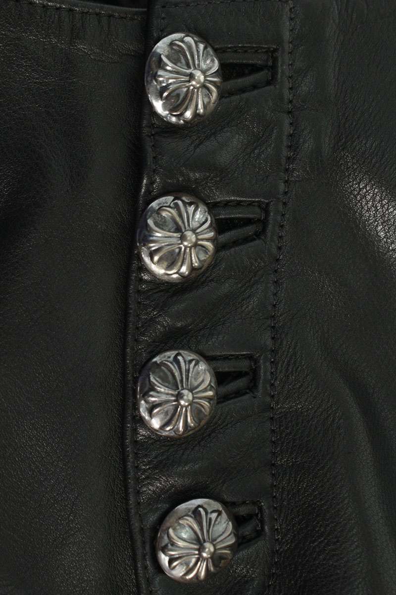 Chrome Hearts Cross Ball Button Flare Leather Pants Size 24