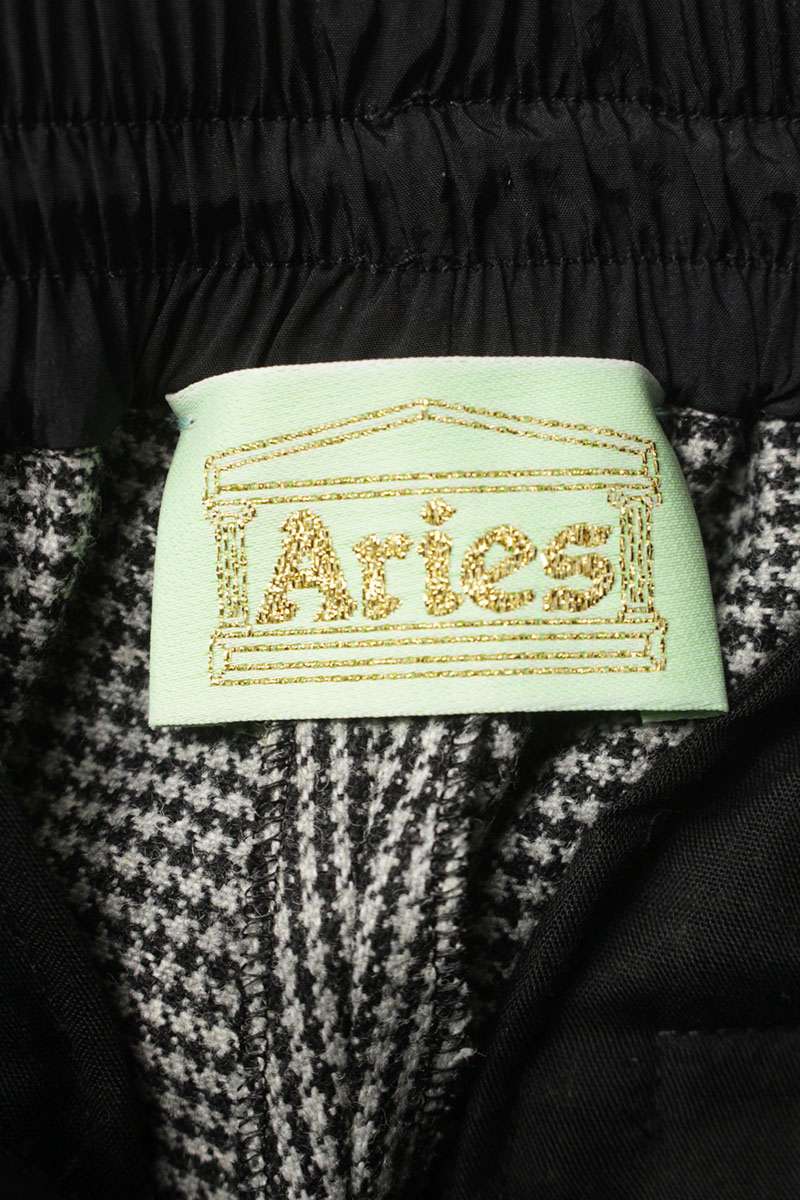 Aries Houndstooth Hem Logo Track Pants Black White Size 26