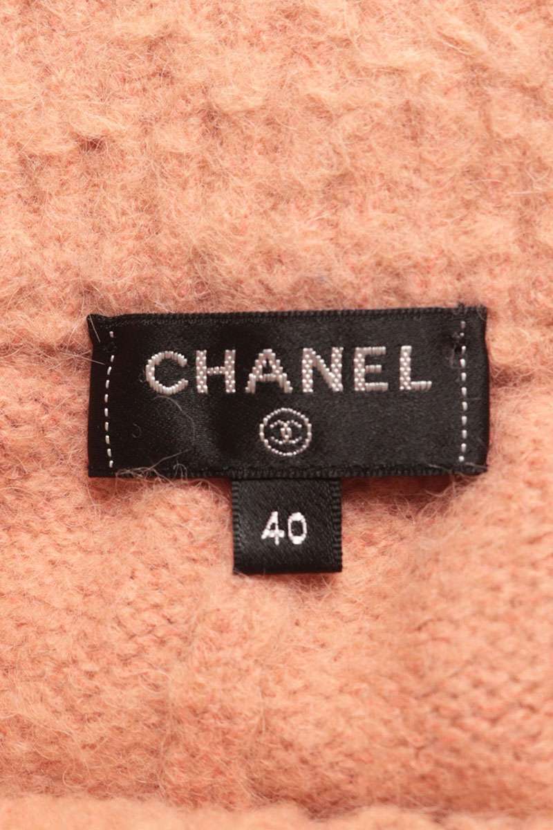 Chanel Coco Mark Turnlock Alpaca Knit Pink Pants Size 40