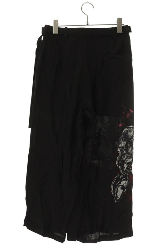 Vintage Black Print Design Silk Long Pants Size 1