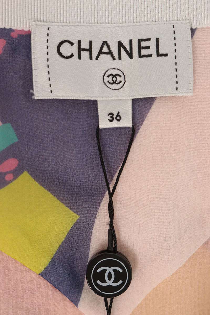 Chanel All-Over Pattern Silk Shorts Pink Purple Size 36