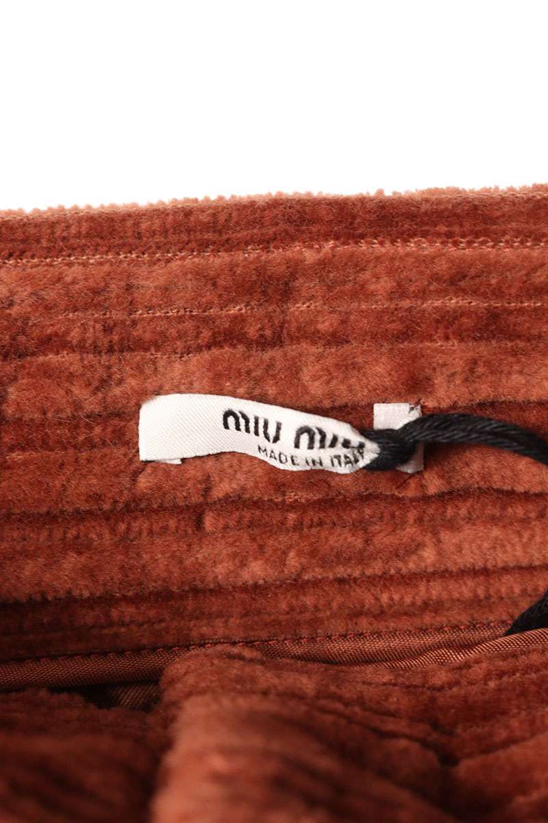 Miu Miu Brown Front Button Corduroy Skirt Size 36