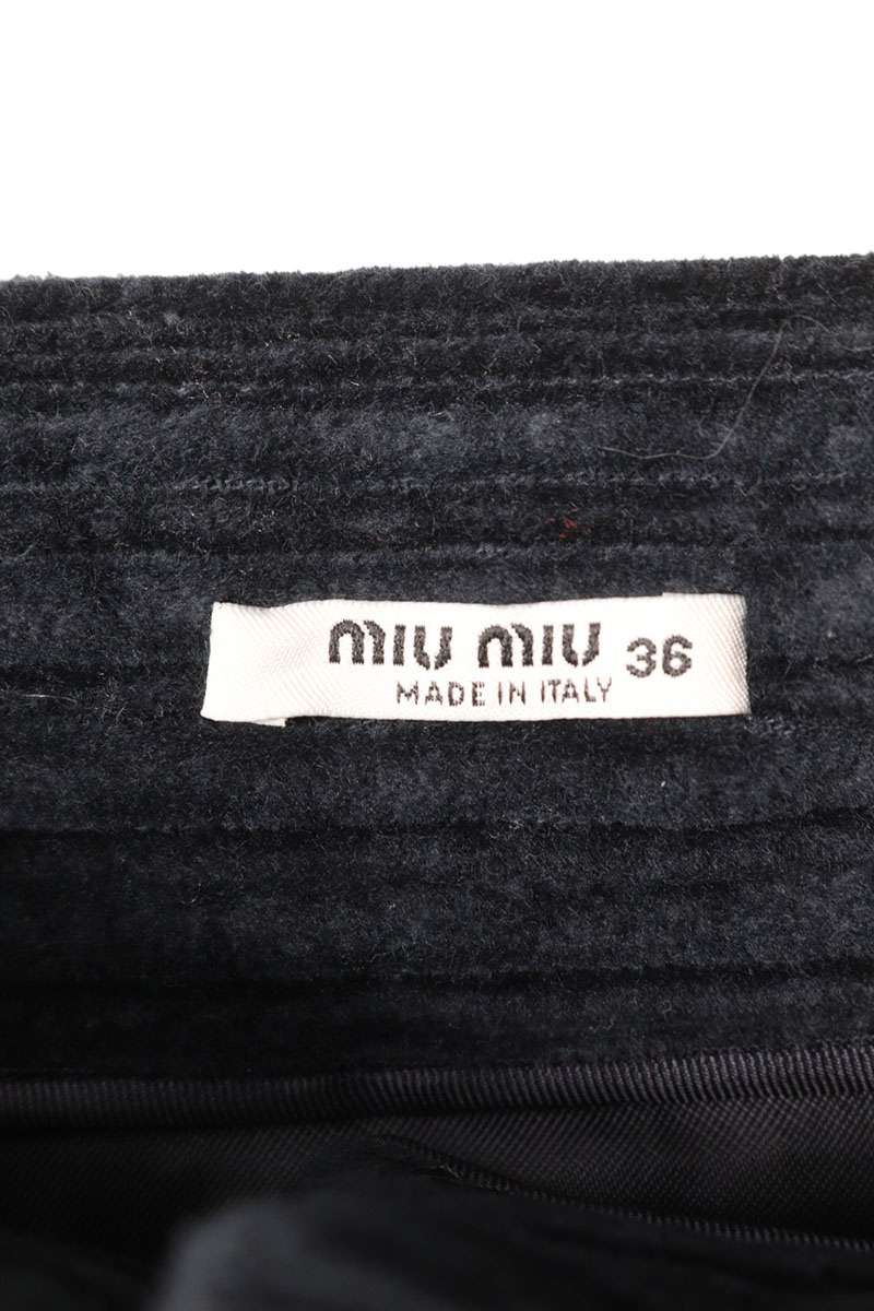 Miu Miu Black Front Button Corduroy Skirt Size 36
