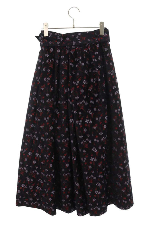 Vintage Mame Black Floral Jacquard Skirt Size 1