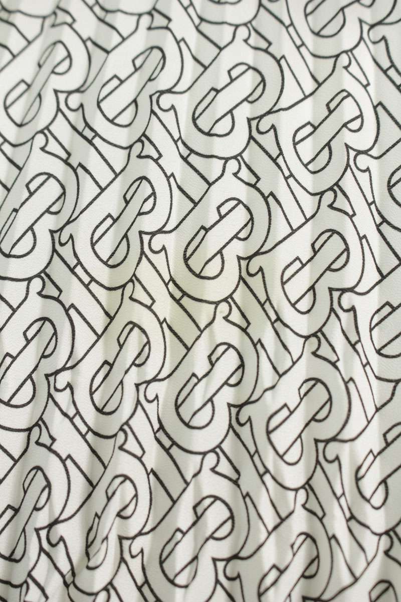 Burberry TB Monogram Skirt White Black Size 36