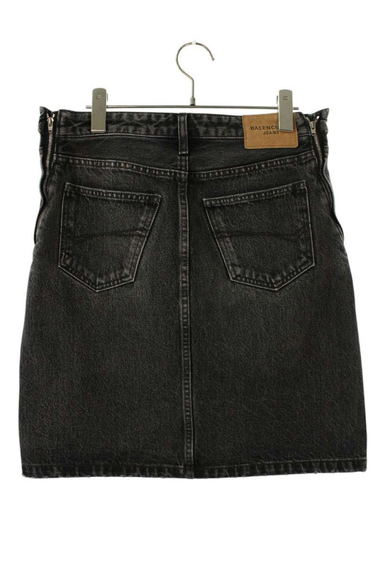 Balenciaga Black Side Zip Denim Skirt Size 38